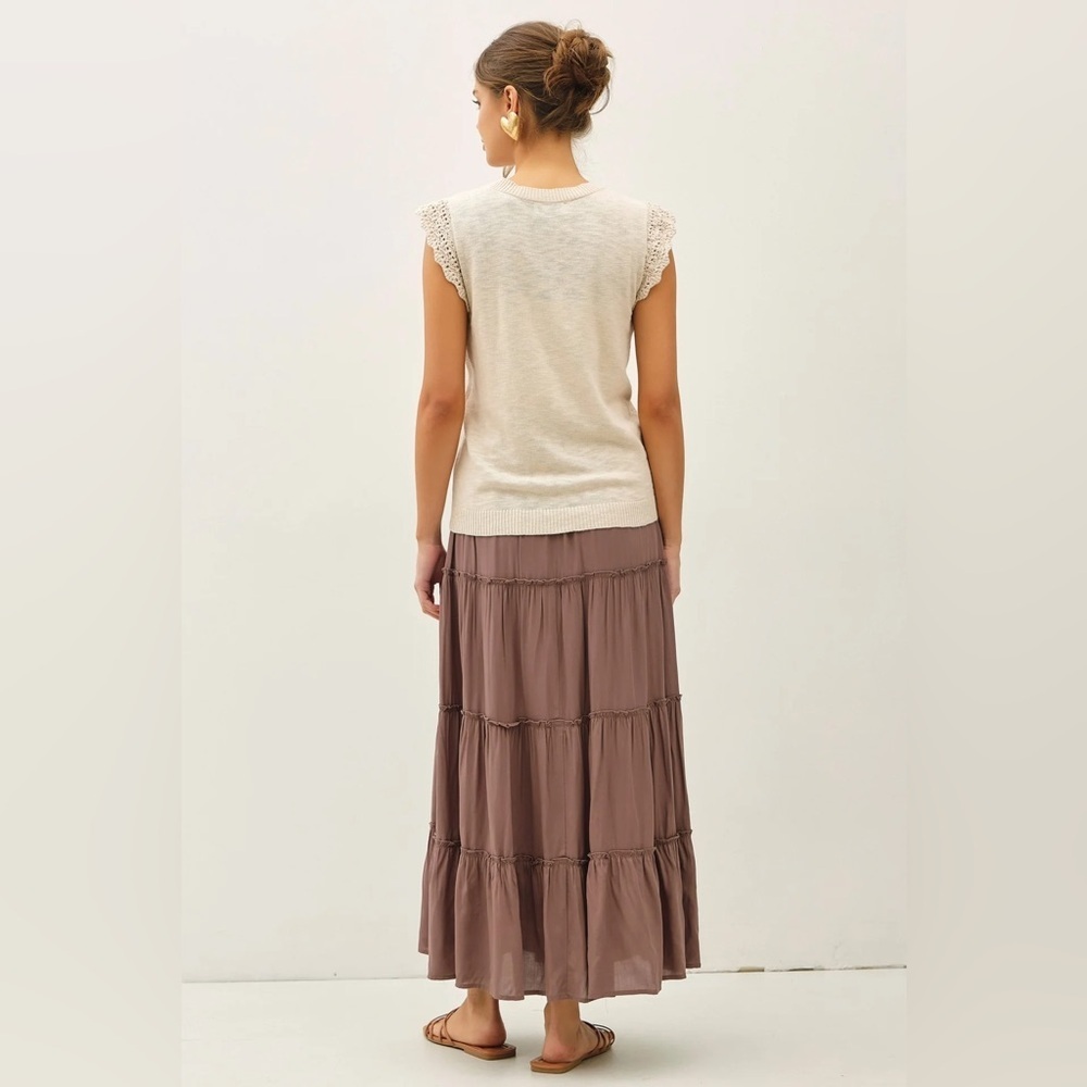 Mocha Tiered Maxi Skirt - Picture 5 of 5